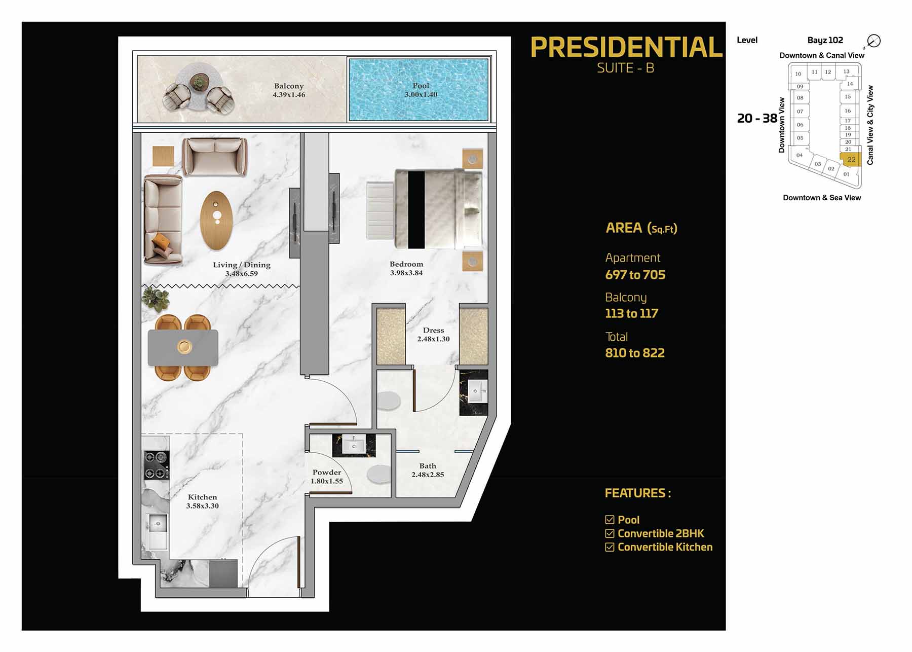 1 Bedroom + Pool