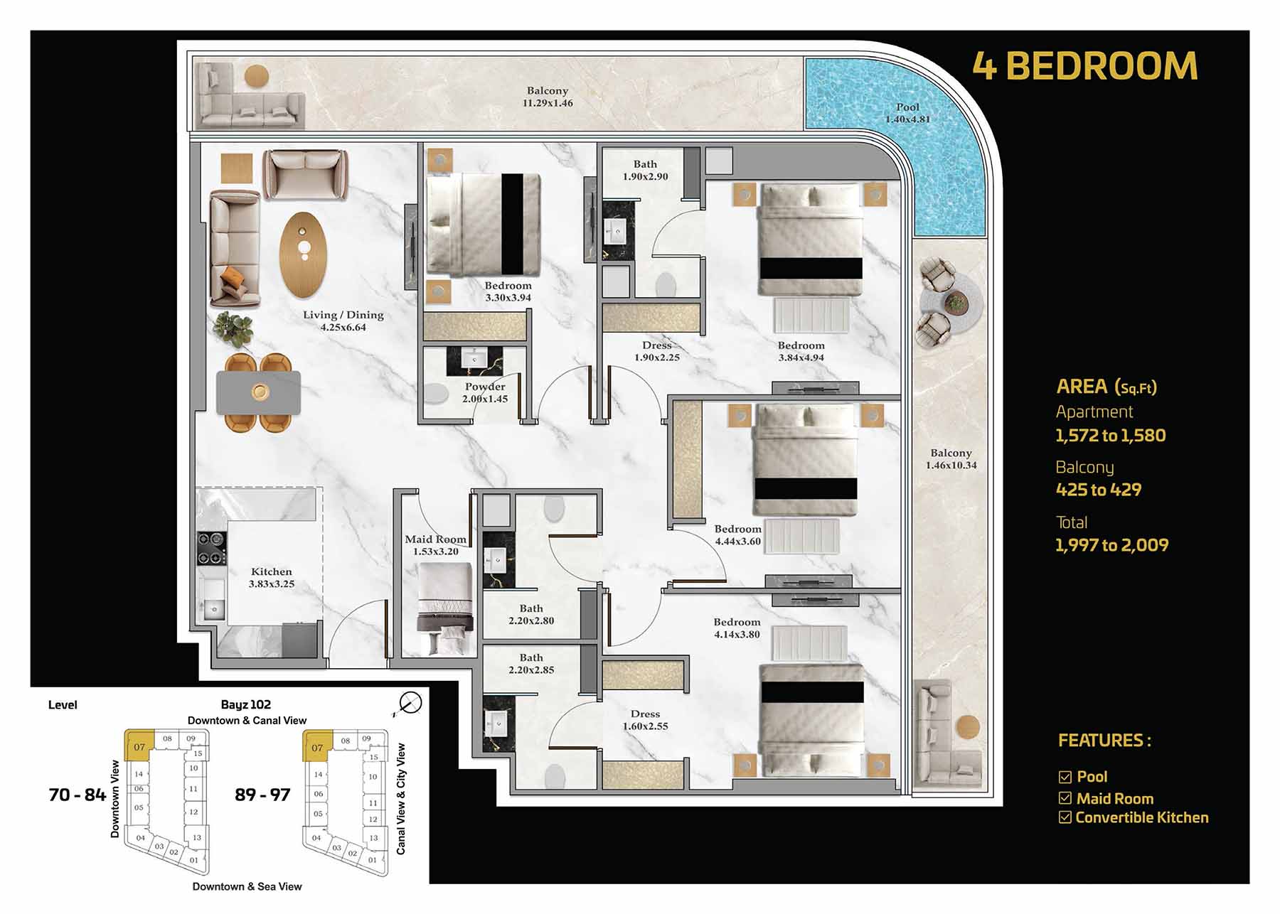 4 Bedroom + Pool + Maid