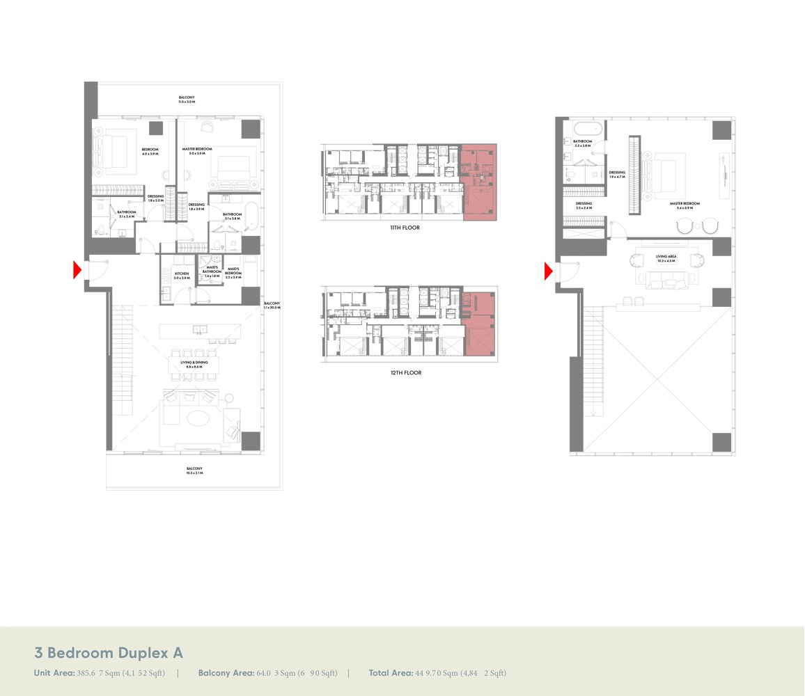 3 Bedrooms + Maid