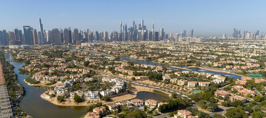 Jumeirah Islands aerial view showing private islands layout