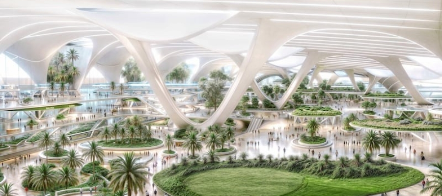 The interior design of Dubai South's Airport